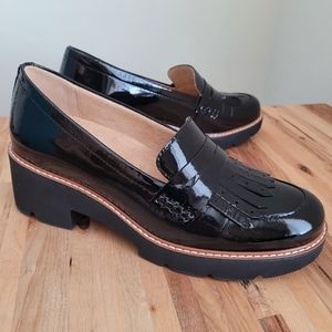 Naturalizer black patent leather chunky loafers, size 7.5
